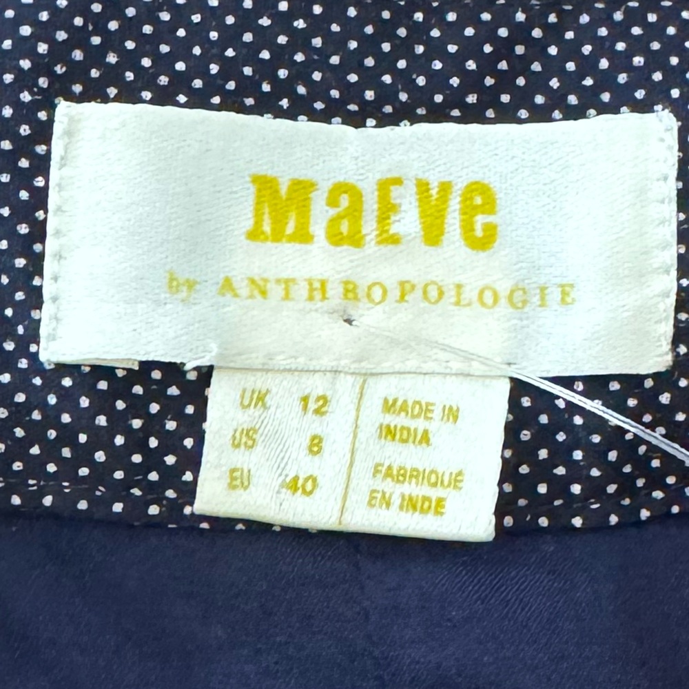 Maeve Anthropologie Polka Dot Handkerchief Hem Midi Dress Navy‎ Size 8 (715) - Picture 6 of 10